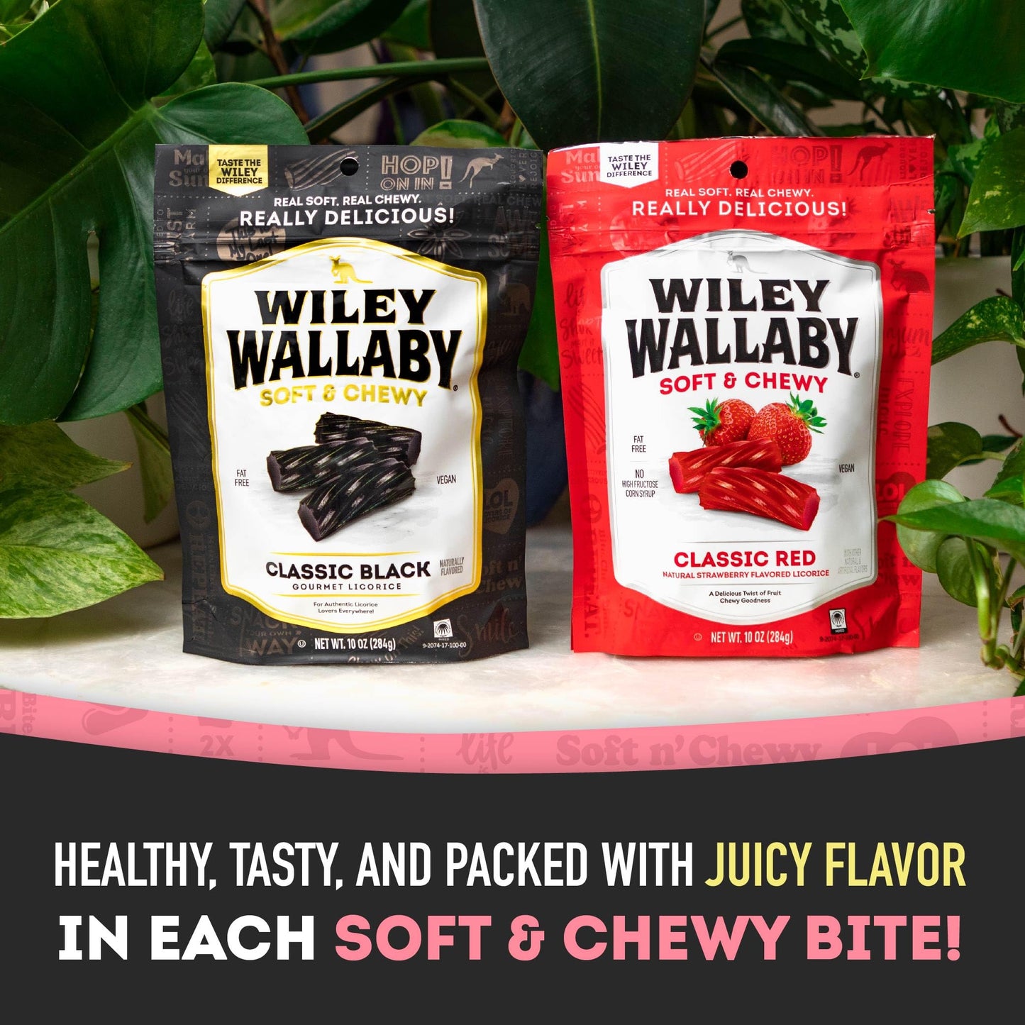 Wiley Wallaby Licorice 10 Ounce Variety Pack - Red And Black Classic Gourmet Soft & Chewy Australian Licorice Candy - Pack Of 6