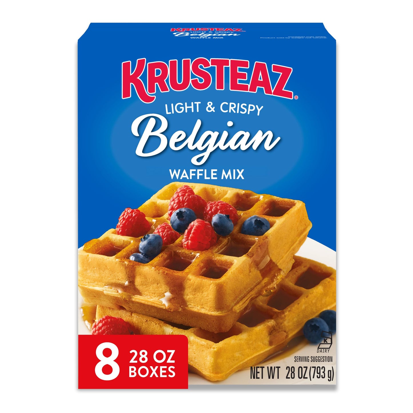 Krusteaz Light and Crispy Belgian Waffle Mix  Krusteaz Waffle Mix  28 oz Box (Pack of 8)