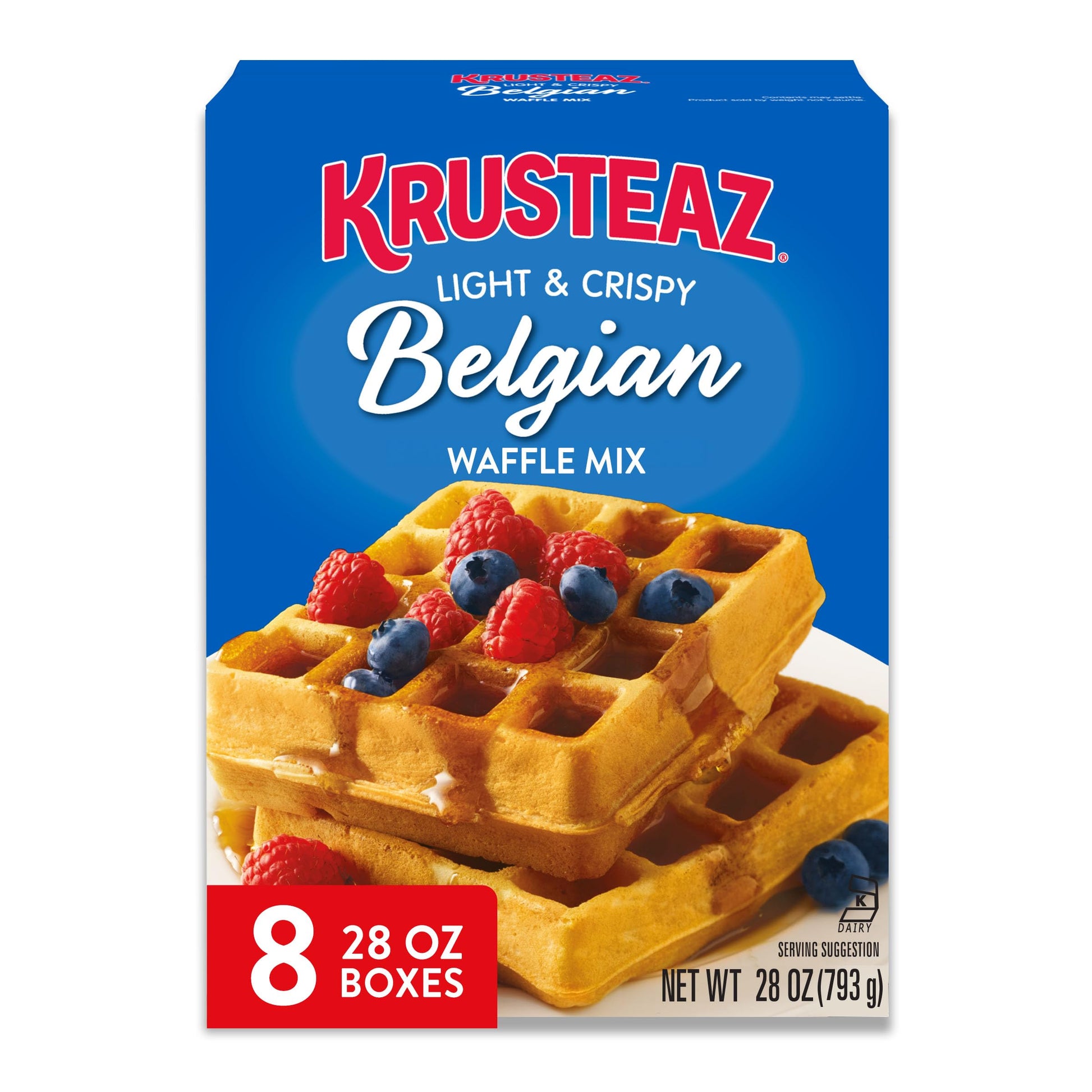 Krusteaz Light and Crispy Belgian Waffle Mix  Krusteaz Waffle Mix  28 oz Box (Pack of 8)