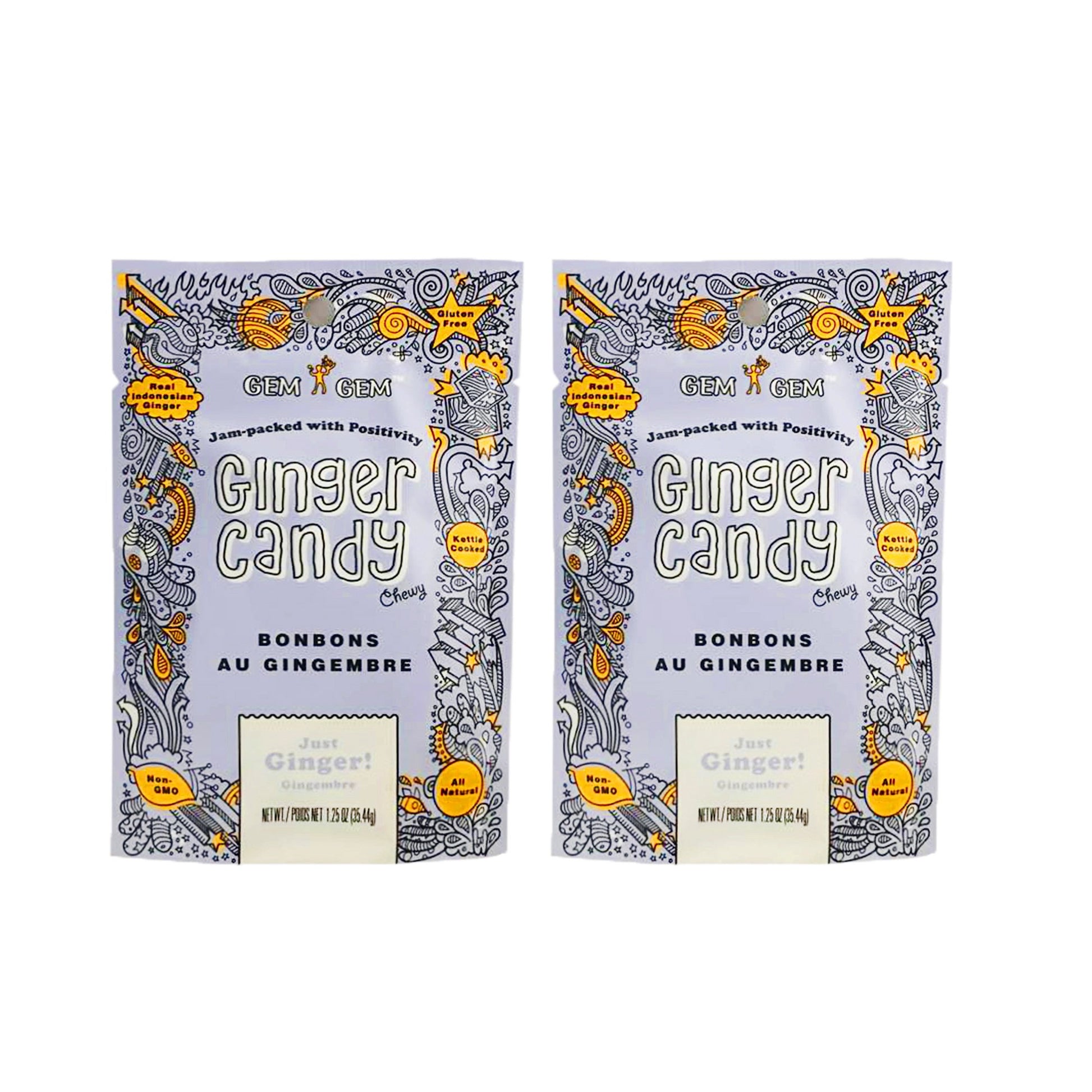 Gem Gem All Natural Chewy Ginger Candy 35.44G (Pack Of 2) (Ginger)