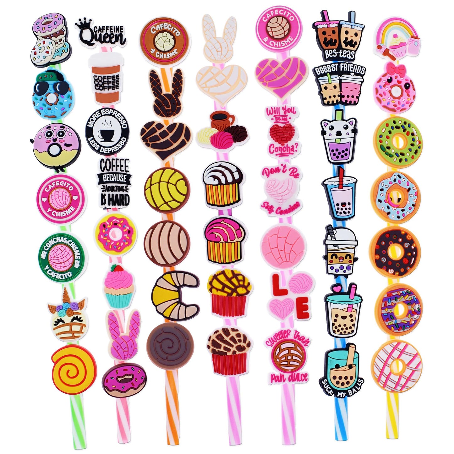 50Pc Concha Straw Toppers,Cute Cookies Straw Toppers For Tumblers,Glass Straw Decoration Charms Fit For 8Mm Straw Home Party Acc