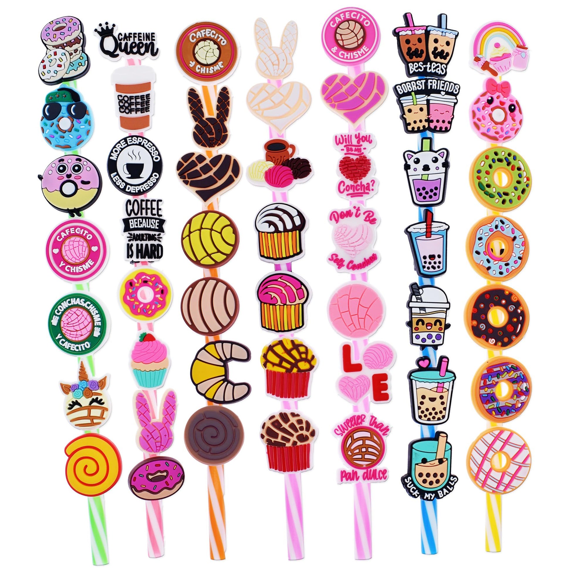 50Pc Concha Straw Toppers,Cute Cookies Straw Toppers For Tumblers,Glass Straw Decoration Charms Fit For 8Mm Straw Home Party Acc
