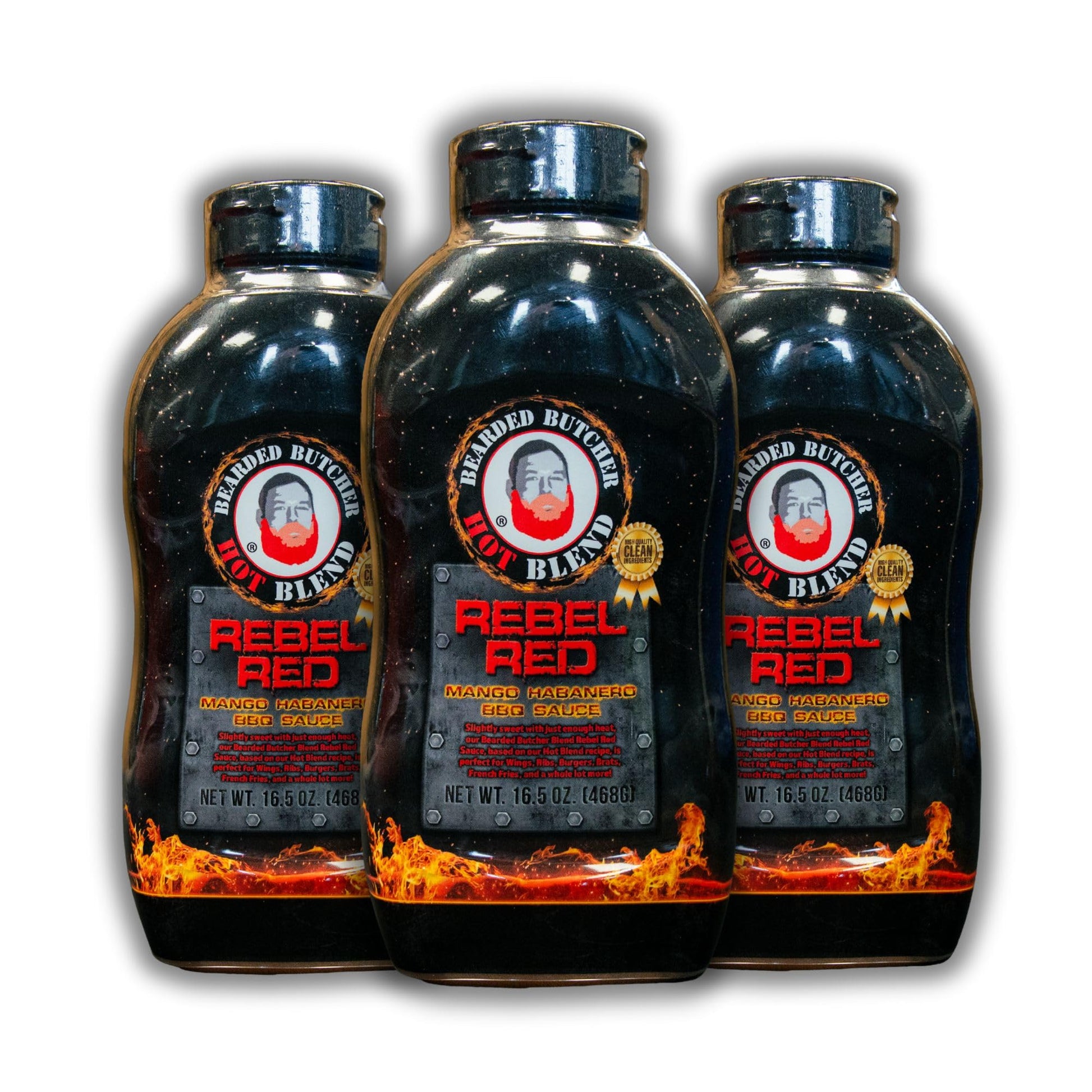 Bearded Butchers Rebel Red BBQ Sauce 16.5 oz, Pack of 3 - Mango & Habanero, Sweet & Spicy, Gluten Free, No MSG, Natural Ingredie
