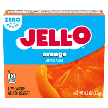Jell-O Gelatin Dessert Mix, Orange Flavored, Fat Free, Sugar Free, 0.3 oz (Pack of 4)