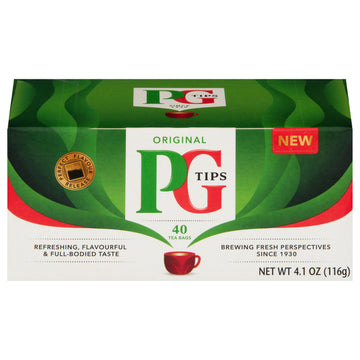 PG Tips enhanced Black Tea Bags Non-Pyramid  40 Count (Pack of 1)