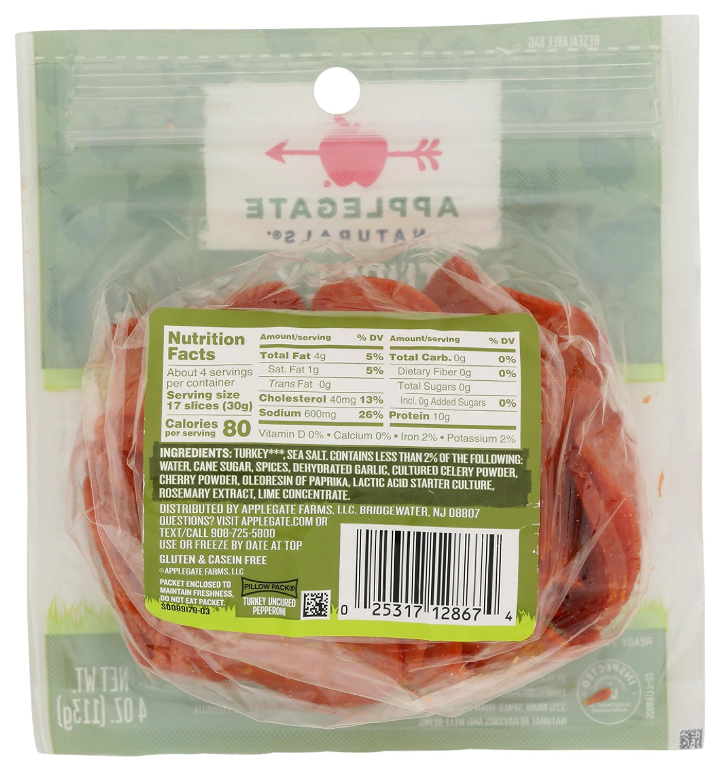 Applegate Natural Uncured Turkey Pepperoni 4Oz