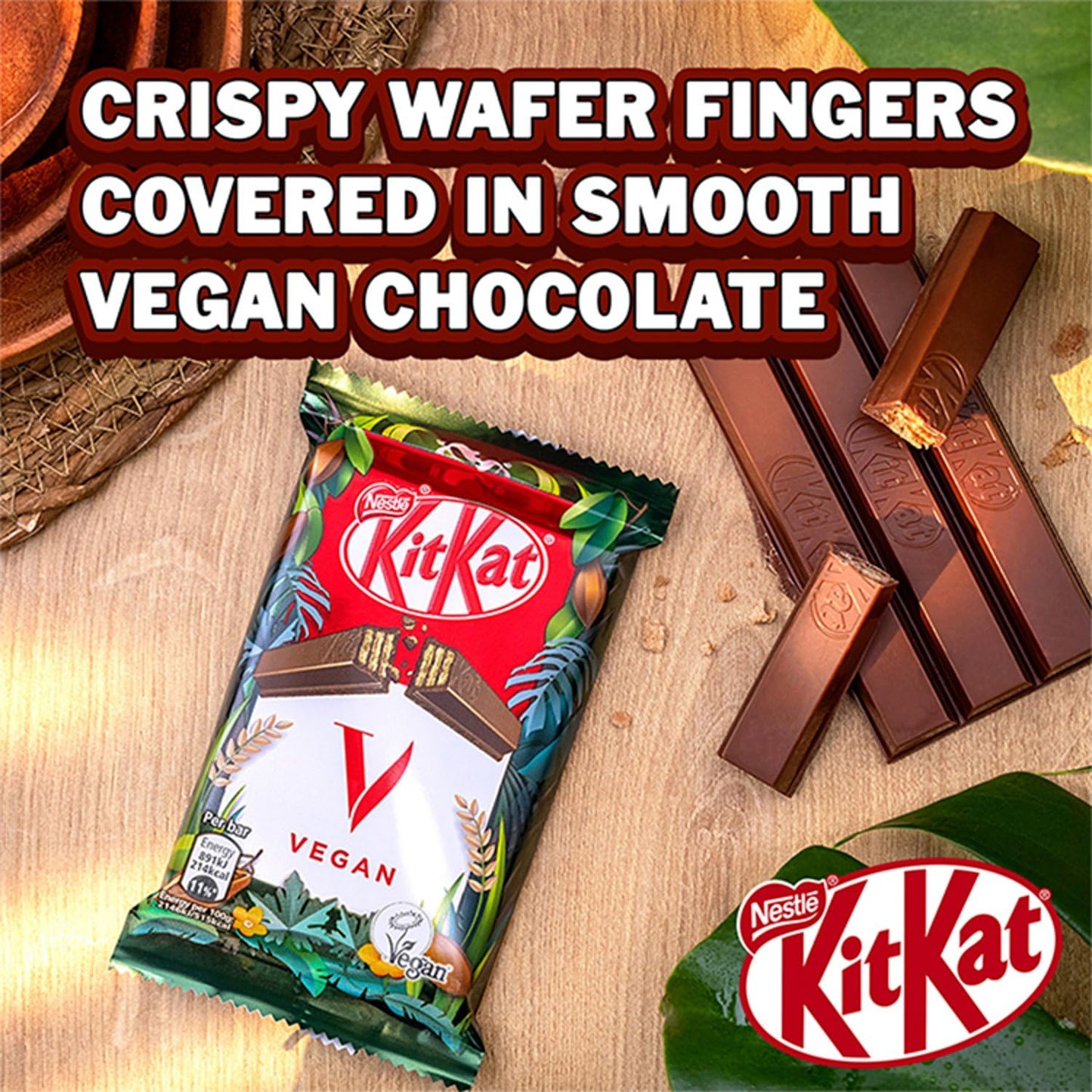 Kitkat Vegan 4 Finger Organic Plant Based Chocolate Bar 12 Pack 41.5G, Dairy Free Bars, Healthy Chocolate 1.46 Ounce