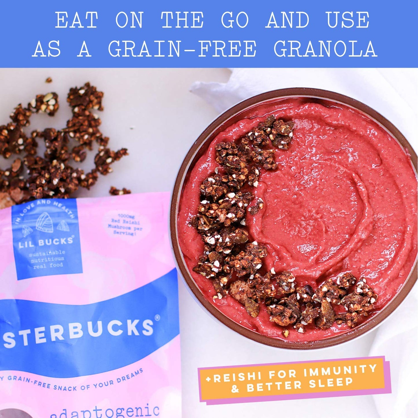 Lil Bucks Clusterbucks Grain-Free Superfood Clusters Made With Sprouted Buckwheat And Adaptogens, Gluten Free Snack (Chocolate S