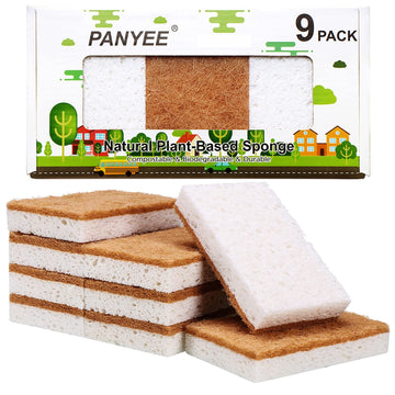 Natural Sponges Kitchen 9Pack,Eco Friendly Non-Scratch Scrub Sponge,Biodegradable Sisal Scrubber With Compostable Dish Sponges F