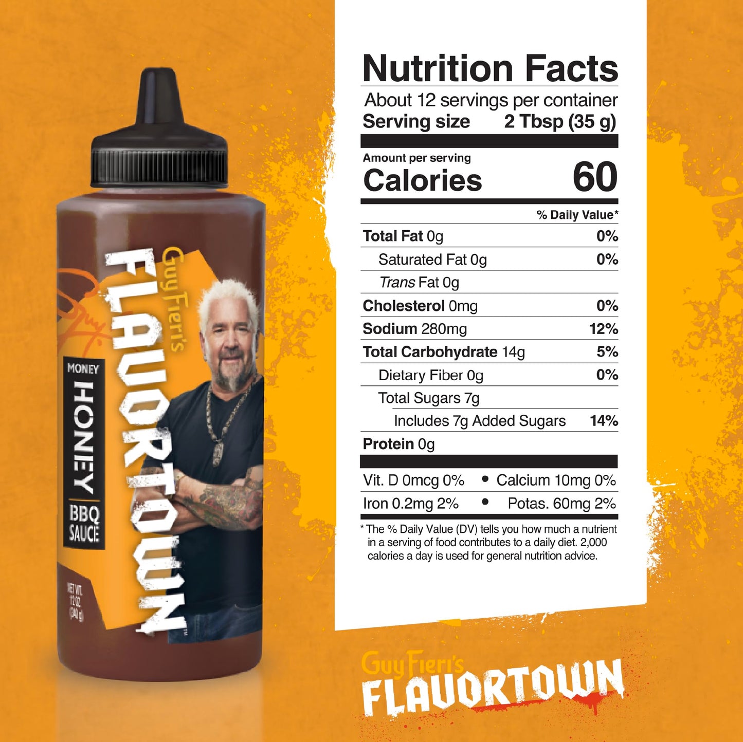 Guy Fieri'S Flavortown Money Honey Bbq Sauce - Honey Barbecue Sauce, Sweet Bbq Sauce, For Chicken Wings & Ribs - 14.5 Ounce (Pac