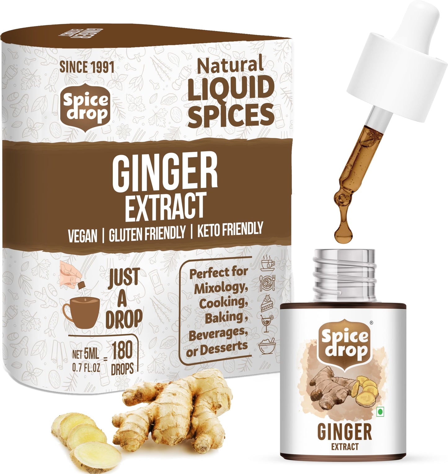 Spice Drop Pure Ginger Extract - Salad Dressing, Seasoning, Cooking, Baking, Tea, Coffee | Natural Immunity Booster | Premium Qu