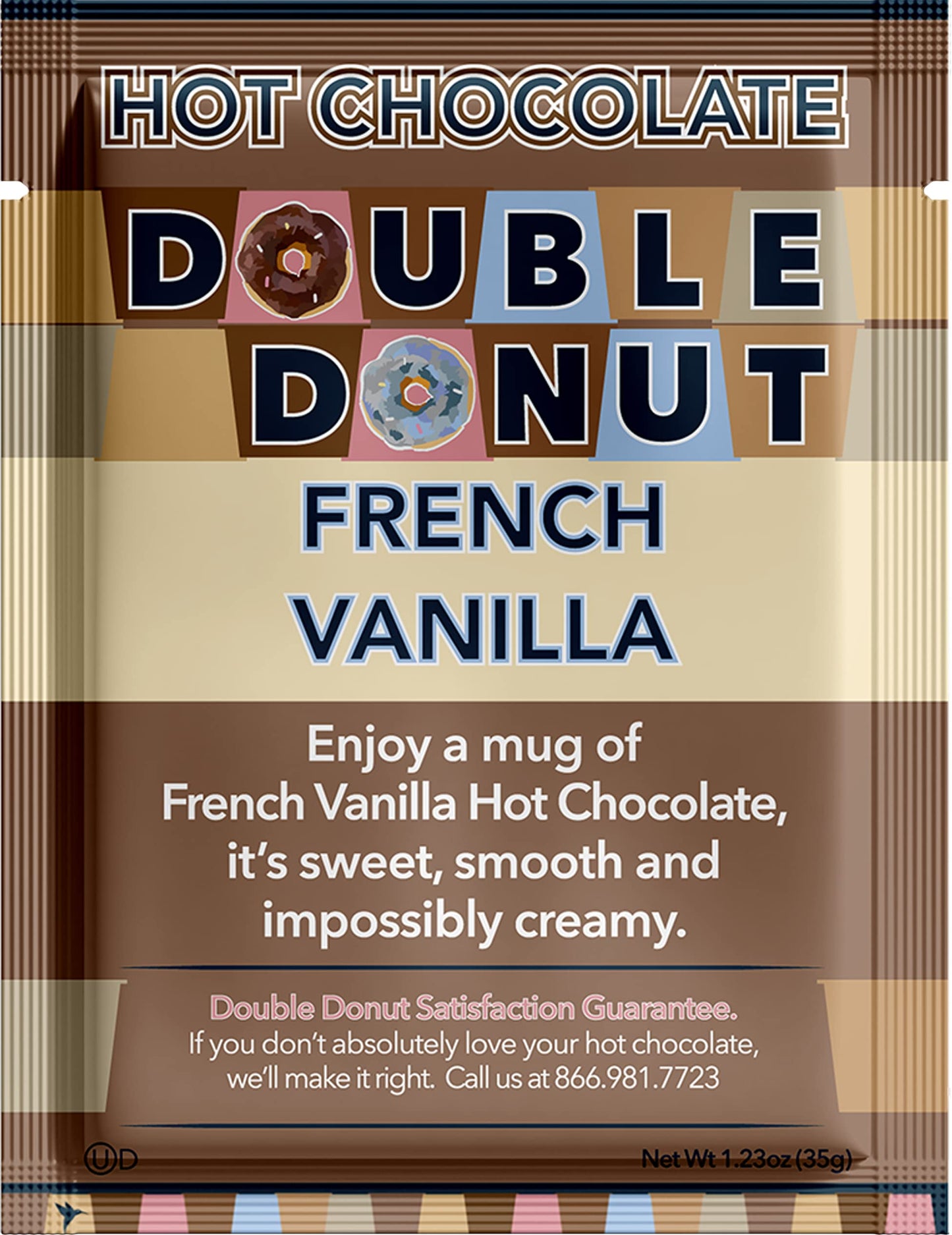Double Donut French Vanilla Hot Chocolate Mix Packets, Flavored French Vanilla Hot Cocoa Mix, 32 Count