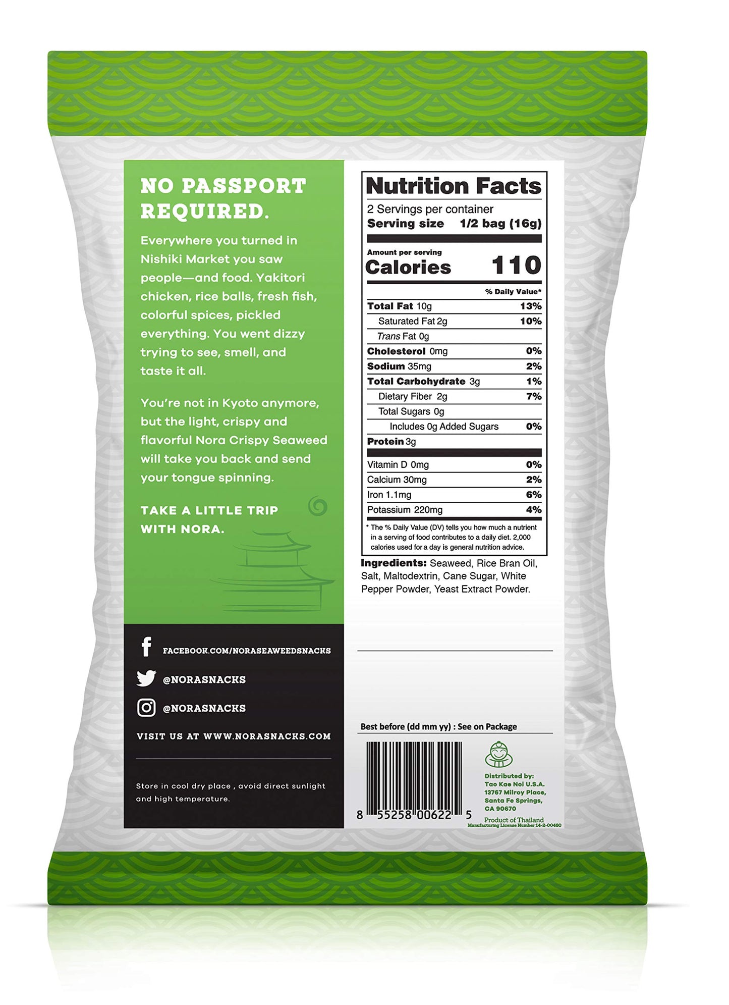 Nora Snacks Seaweed Crispy Original 1.13 Oz
