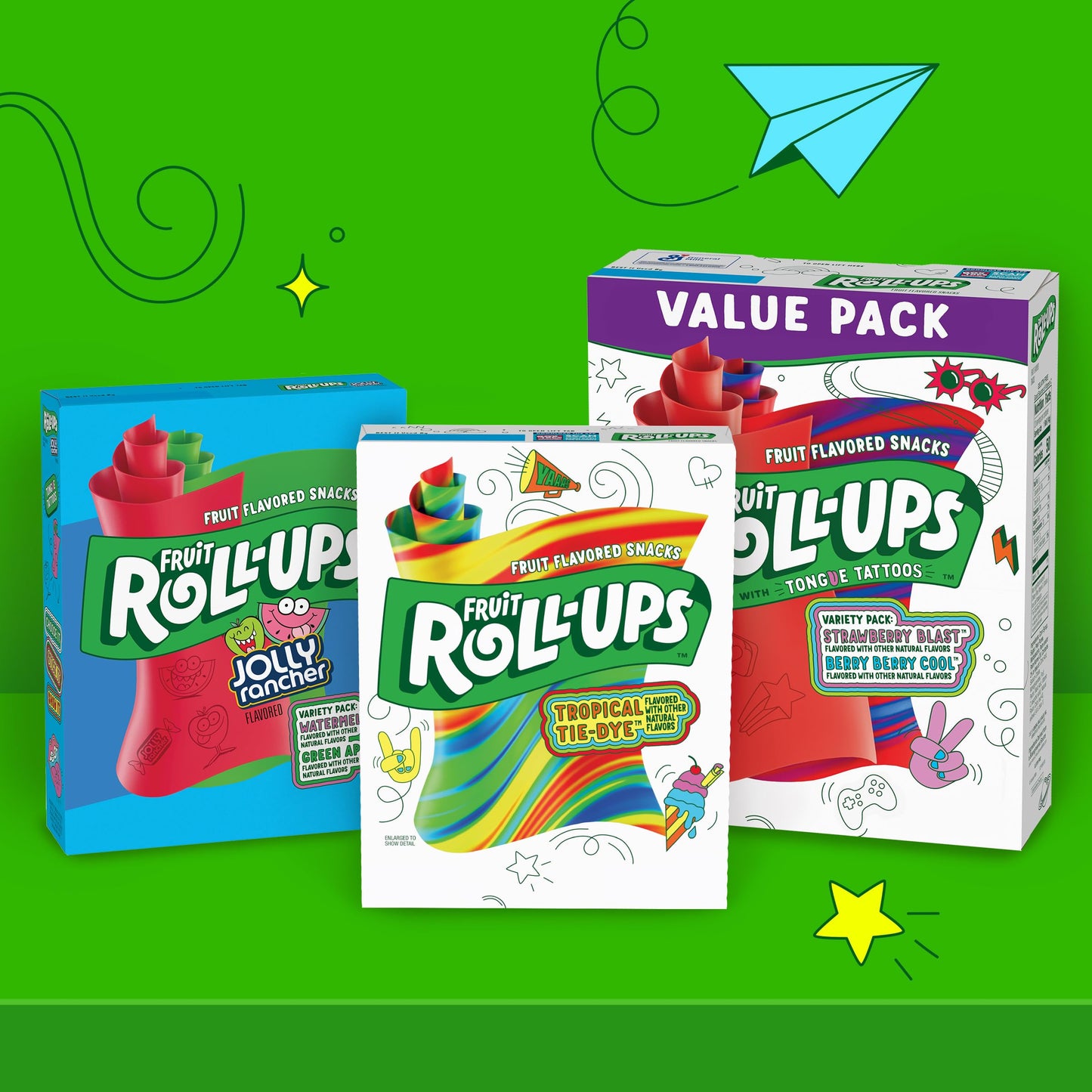 Fruit Roll-Ups Fruit Flavored Snacks, Variety Value Pack, 20 Ct, 10 oz