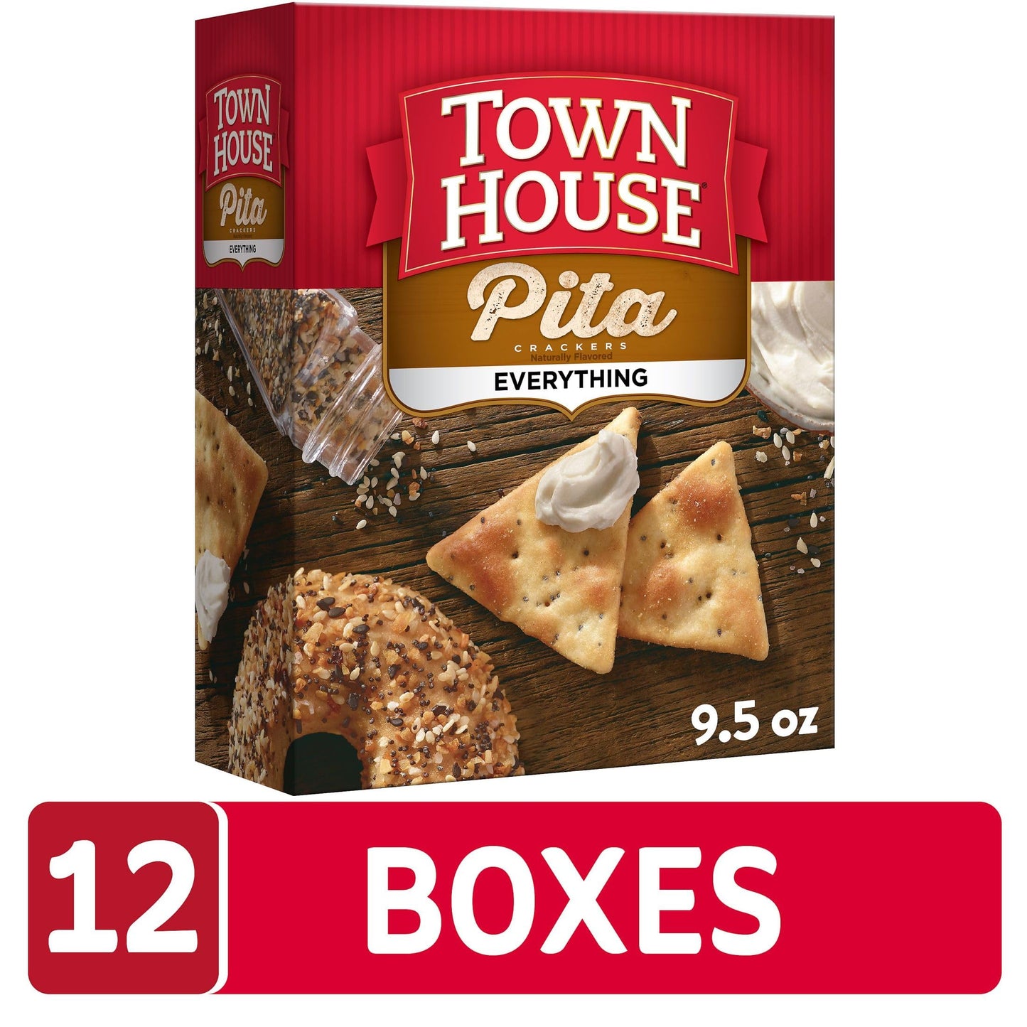 Town House Pita Oven Baked  ers, Everything Flavor, 9.5 Ounce (Pack of 12)