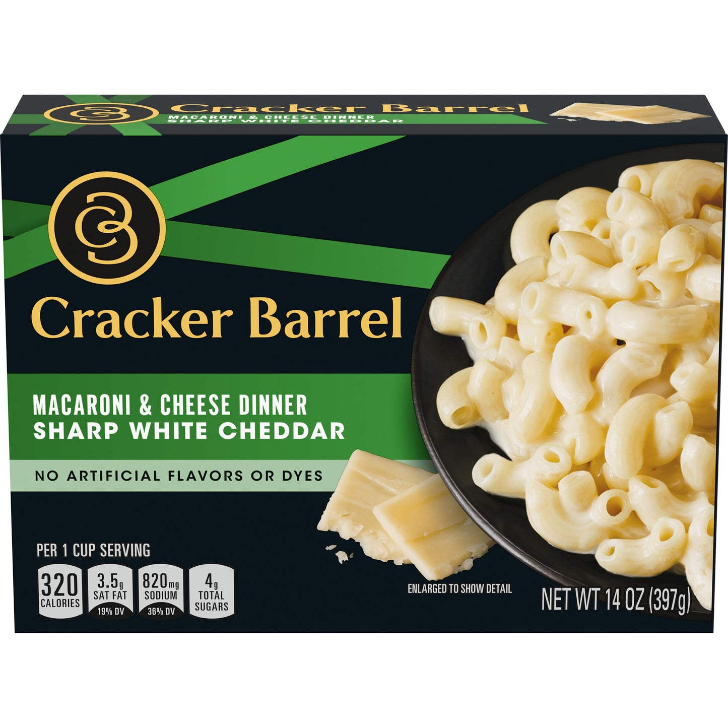 Cracker Barrel Sharp White Cheddar Macaroni & Cheese Dinner, 14 oz Box