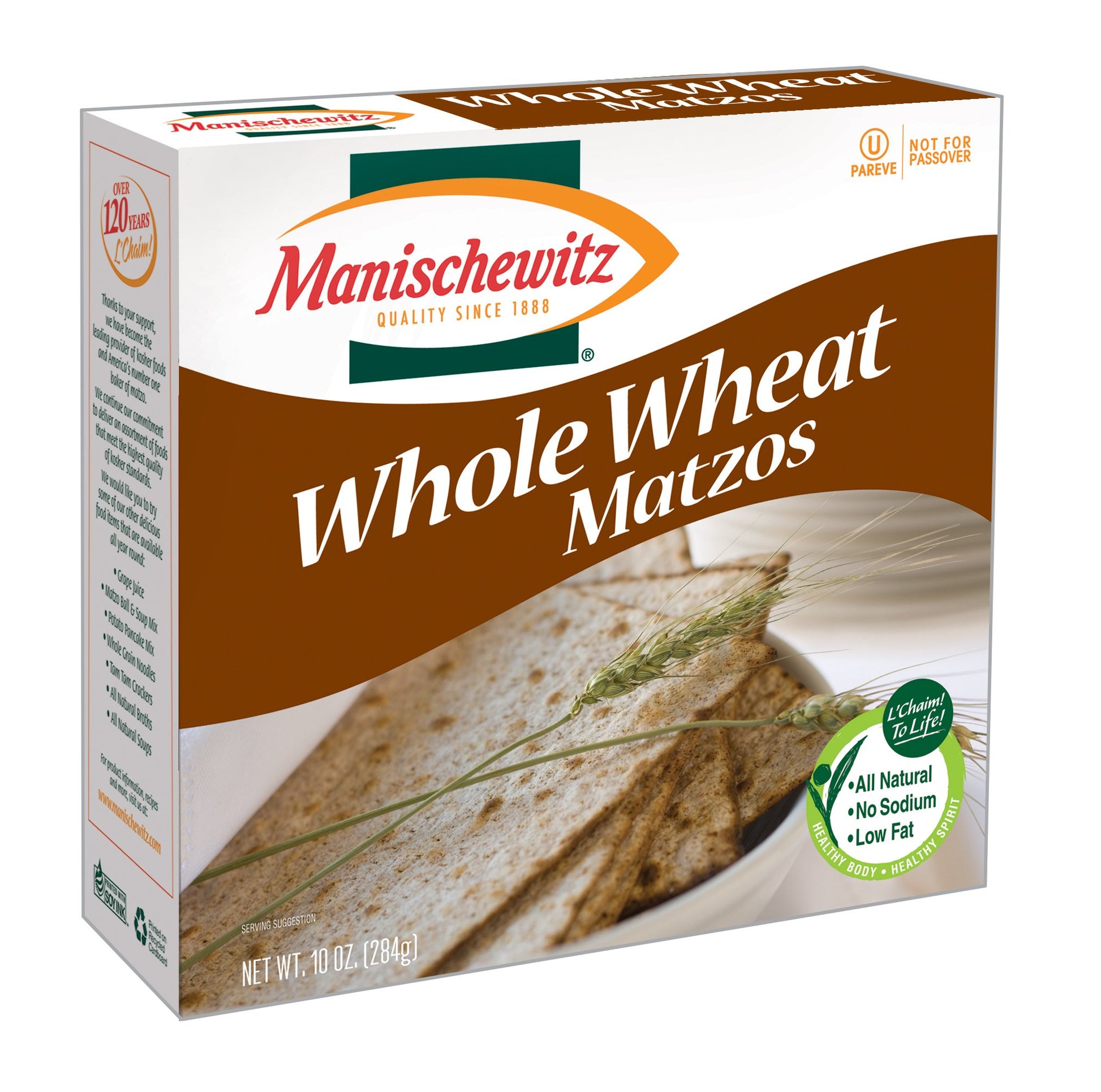 Manischewitz Whole Wheat Matzo, 10-Ounce Boxes (Pack Of 8)