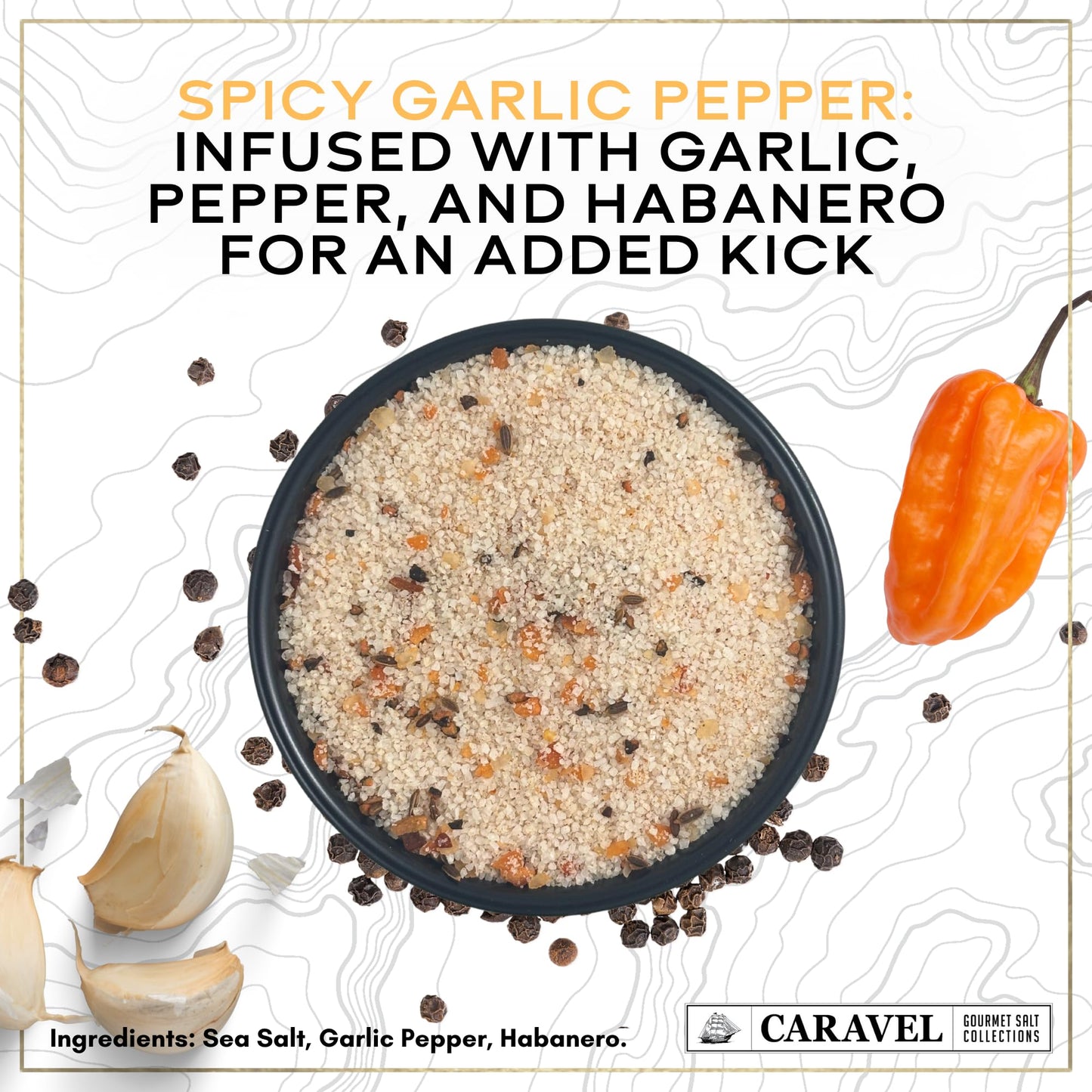 Spicy Sea Salt Mega Sampler: Spicy Garlic Pepper, Habanero, Jalapeno and Cajun Sea Salts, 4 oz Jar 4-Pack, Caravel Gourmet