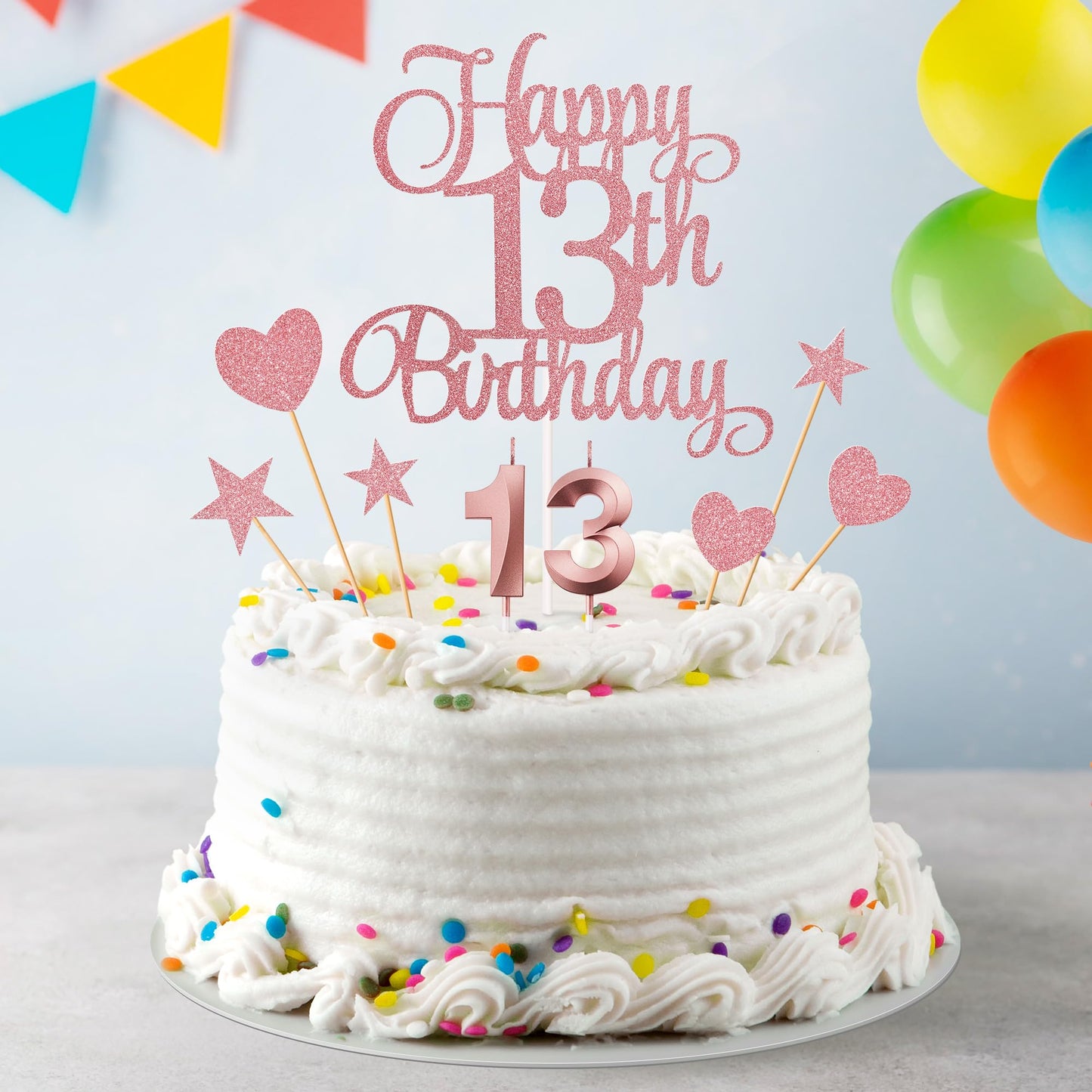 Lecferrarc 13Th Birthday Cake Decorations, 13Th Birthday Candles Cake Numeral Candles And Glitter Happy 13Th Birthday Cake Toppe