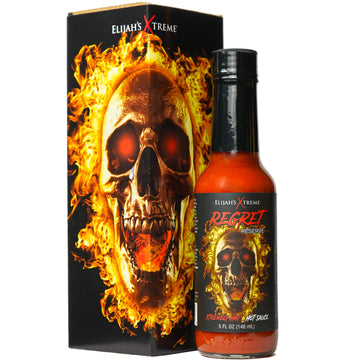 Elijahs Xtreme Regret Reserve Hot Sauce - Carolina Reaper, Trinidad Scorpion, And Habanero Pepper - 5Oz Bottle Contains 70% Of The Hottest Peppers In The World