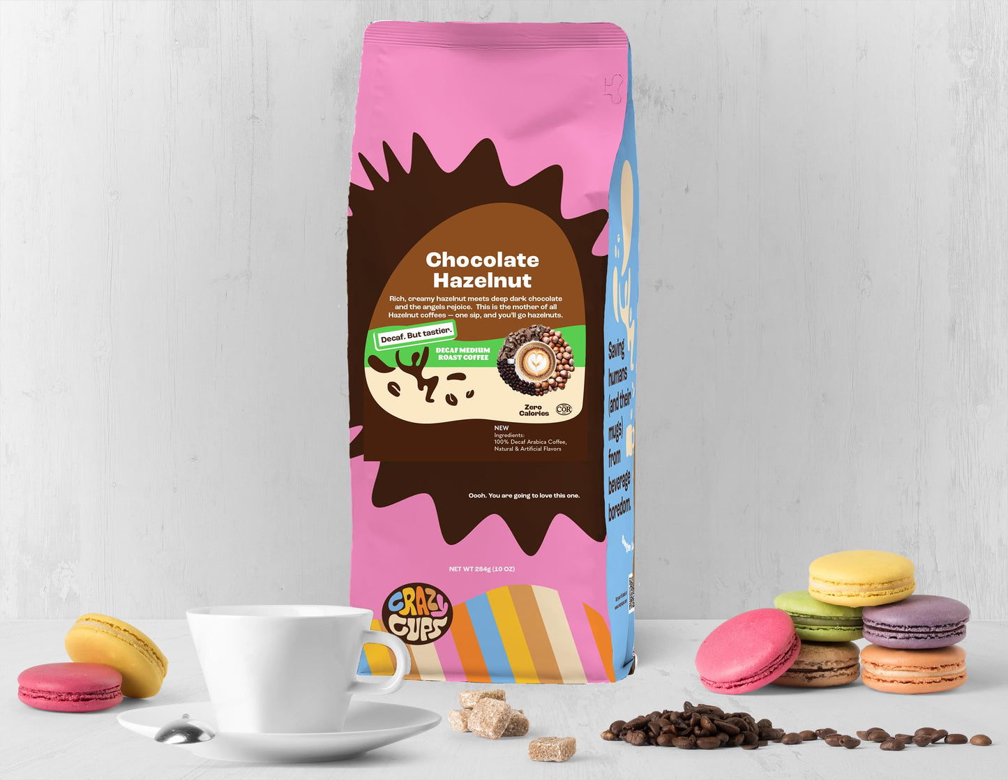 Crazy Cups Decaf Flavored Ground Coffee Variety Pack  Includes Chocolate Hazelnut  French Vanilla and Death by Chocolate  For Brewing Flavored Hot or Iced Decaf Coffee  Variety 3 Pack