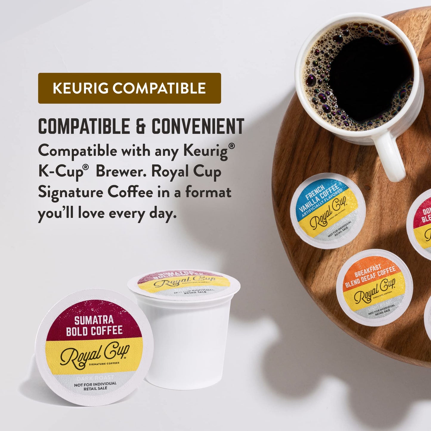 Royal Cup Signature Coffee - Sumatra Single Origin Dark Roast Single-Serve Capsules - 24 Pack