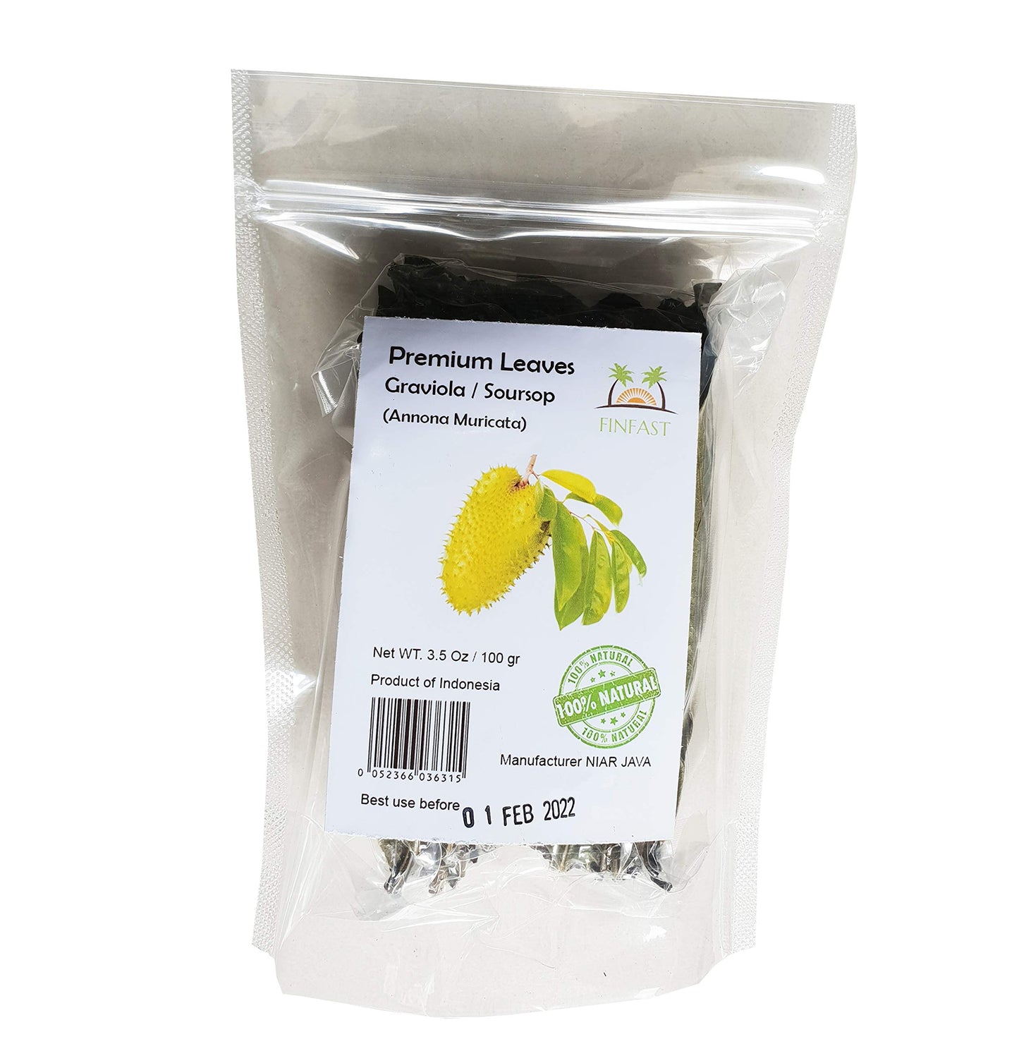 Finfast Air-Dried Guanabana / Soursop / Graviola / Guyabano Leaves (+/- 250 Premium Leaves, 100 Grams)