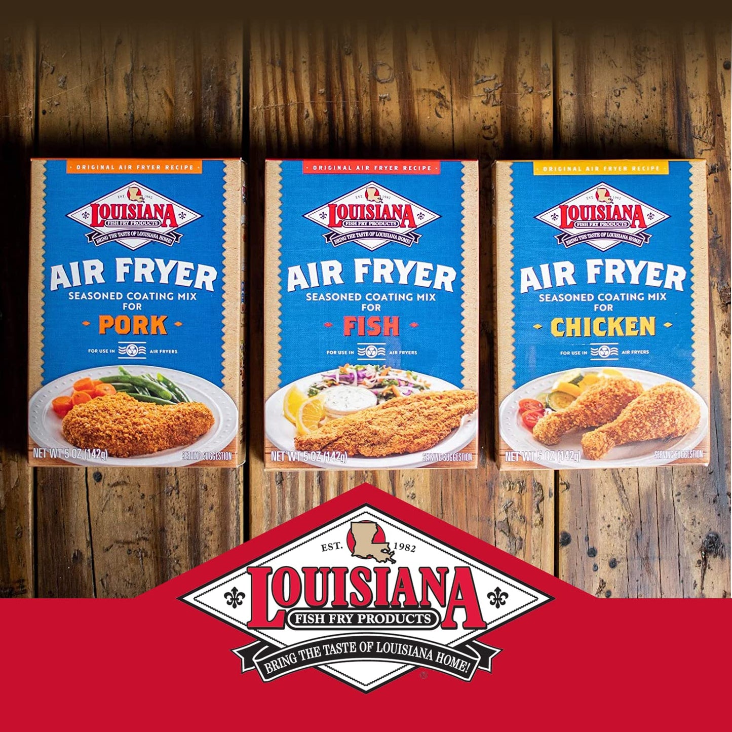 Louisiana Fish Fry Products Louisiana Fish Fry, Air Fry Variety Gift Pack - Chicken, Fish & Pork - 5 Oz (Pack Of 6)