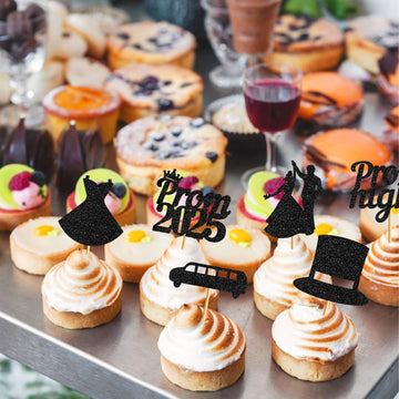 24Pcs Prom Cupcake Topper Prom Decorations For Party 2025 Prom Graduation Cupcake Topper 2025 Graduation Decorations Class Of 20
