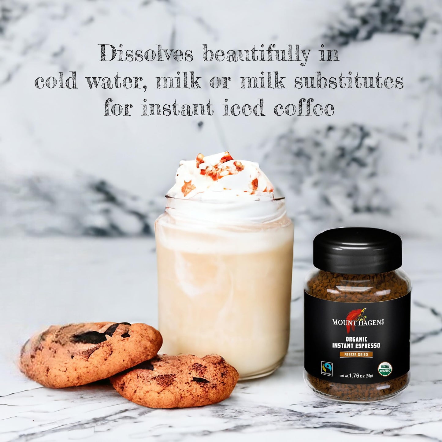 Mount Hagen Instant Espresso Coffee, Eco-friendly Organic Espresso Coffee Made From Medium Roast Arabica Beans, Freeze Dried Ins