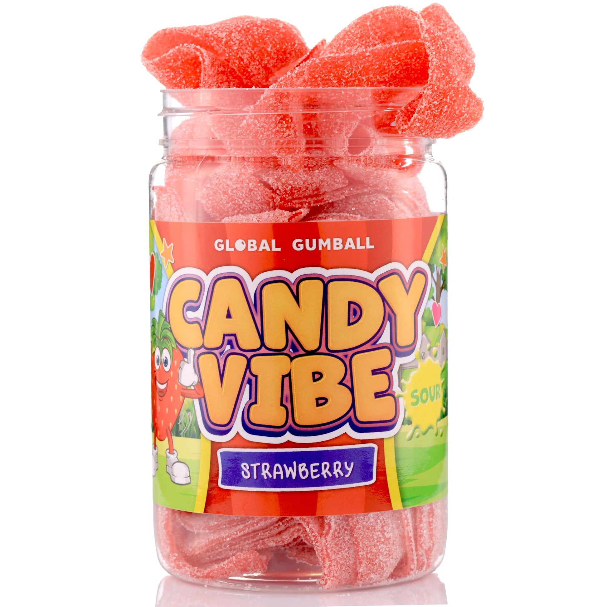 Sour Candy Belts - Sour Layers Strawberry - 0.55 Lb Jar Of Strawberry Sour Belts - Sour Rope Candy Ribbons - Sour Layers Belt Candy - Peanut Free - Great As Movie Theater Candy For Kids