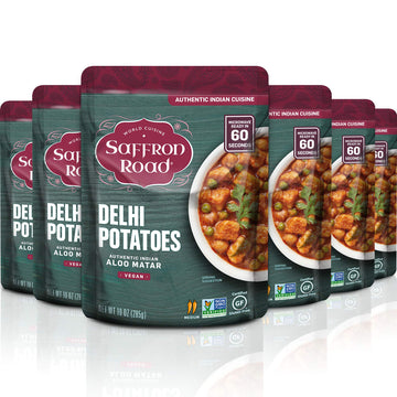 Saffron Road Delhi Potatoes Meal Pouch - Vegan Gluten Free Non-Gmo Halal Kosher 10 Ounce (Pack Of 6)