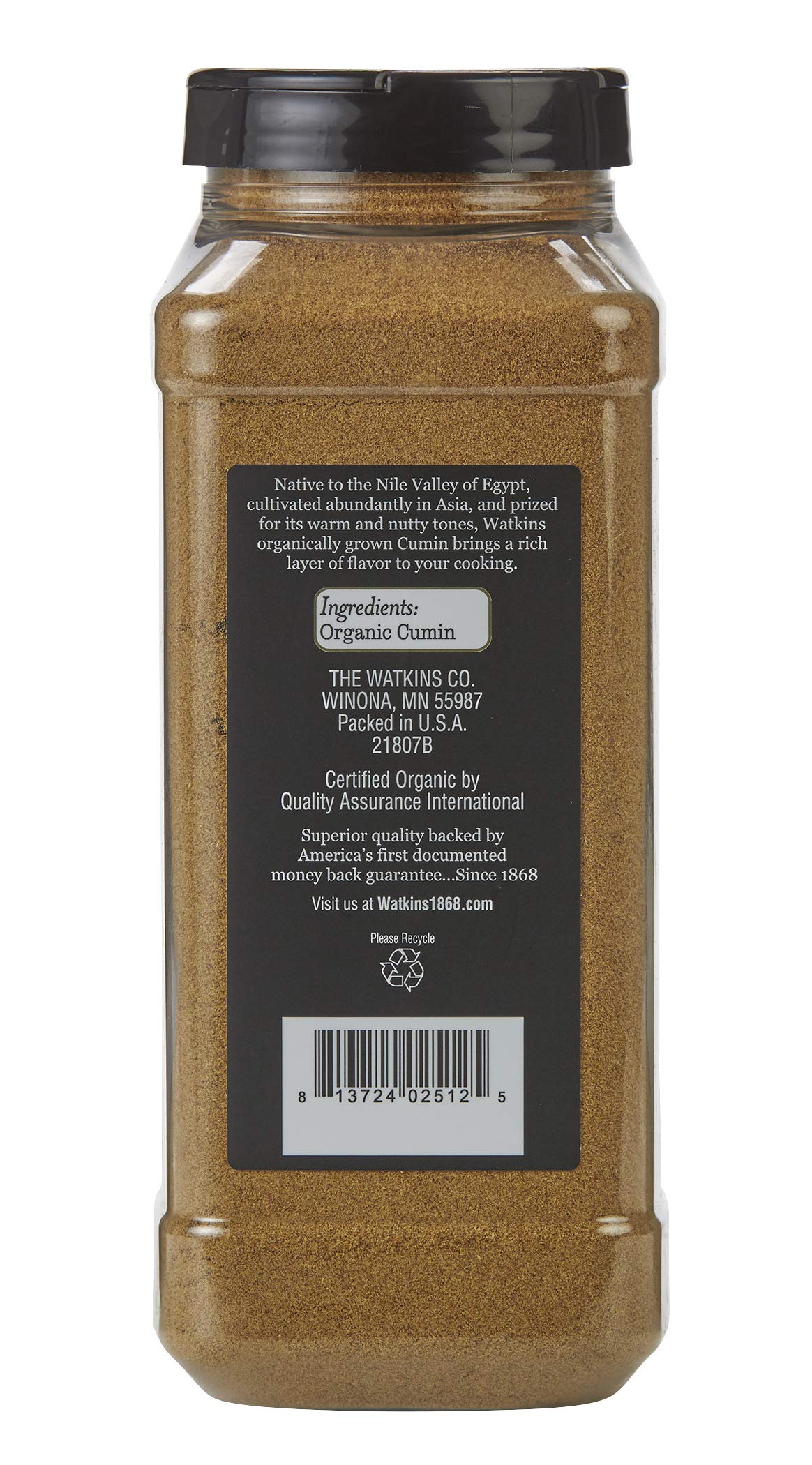 Watkins Gourmet Spice, Organic Ground Cumin, 16.8 Oz. Bottle, 1 Count (21807)