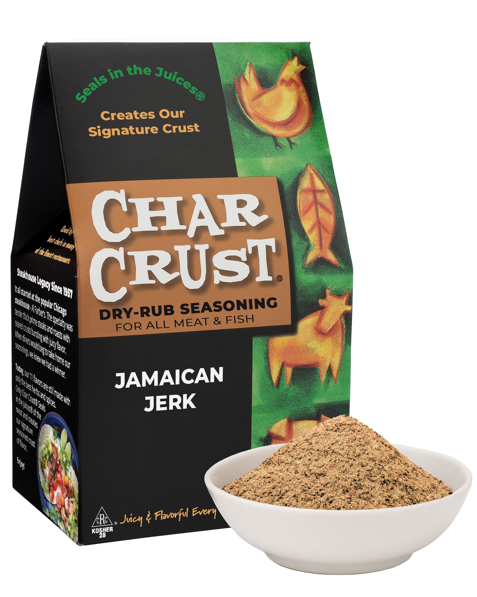 Char Crust Dry-Rub Seasonings Jamaican Jerk | All-in-one seasonings | Perfect for Chicken  Shrimp  Salmon  Pork | Signature Crust that Seals in the Juices  4 Ounce (Pack of 6)