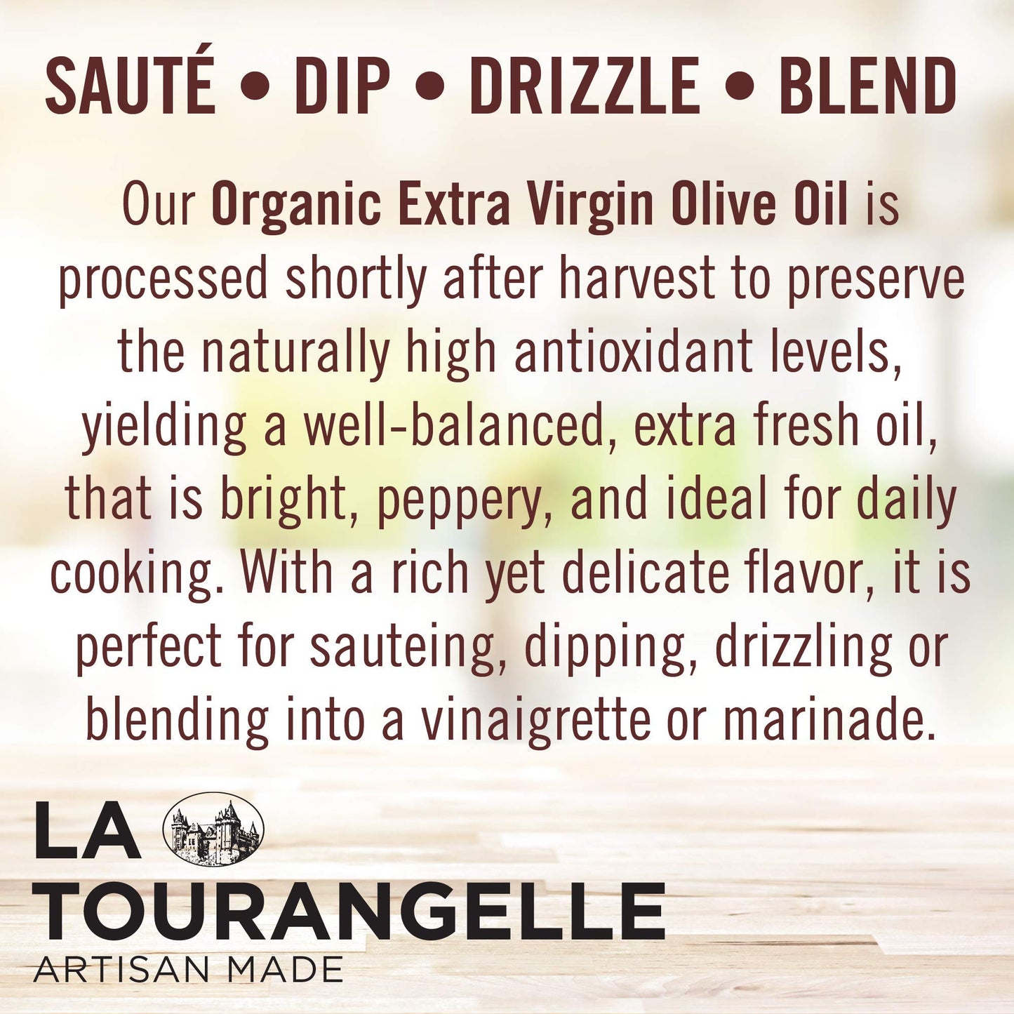 La Tourangelle, Organic Extra Virgin Olive Oil, Cold-Pressed High Antioxidant Picual Olives From Spain, 16.9 Fl Oz