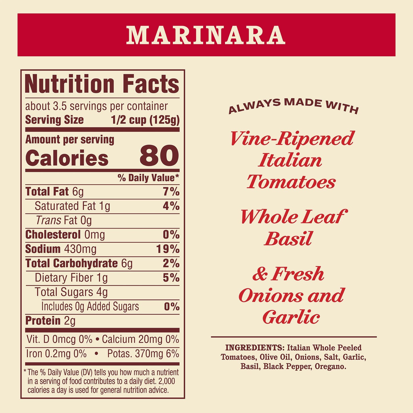 Raos Homemade Marinara Sauce, All Purpose Keto Friendly, 15.5 oz, Premium Quality, Made with Tomatoes from Italy