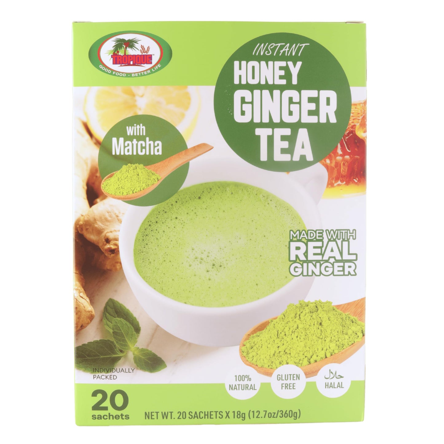 Tropique Instant Honey Ginger Matcha Tea (12.6986 Fluid Ounces) - Grocery > Tea