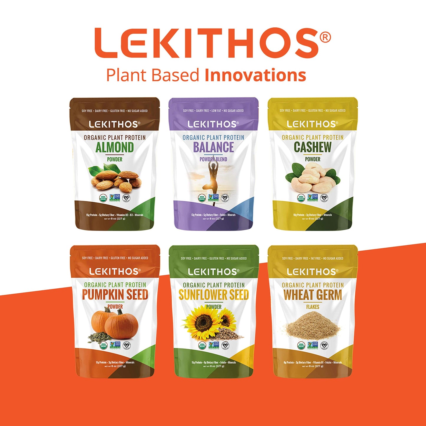 Lekithos Certified Organic Almond Protein Almond Powder - 8 oz -Single Ingredient - Non-GMO Project Verified