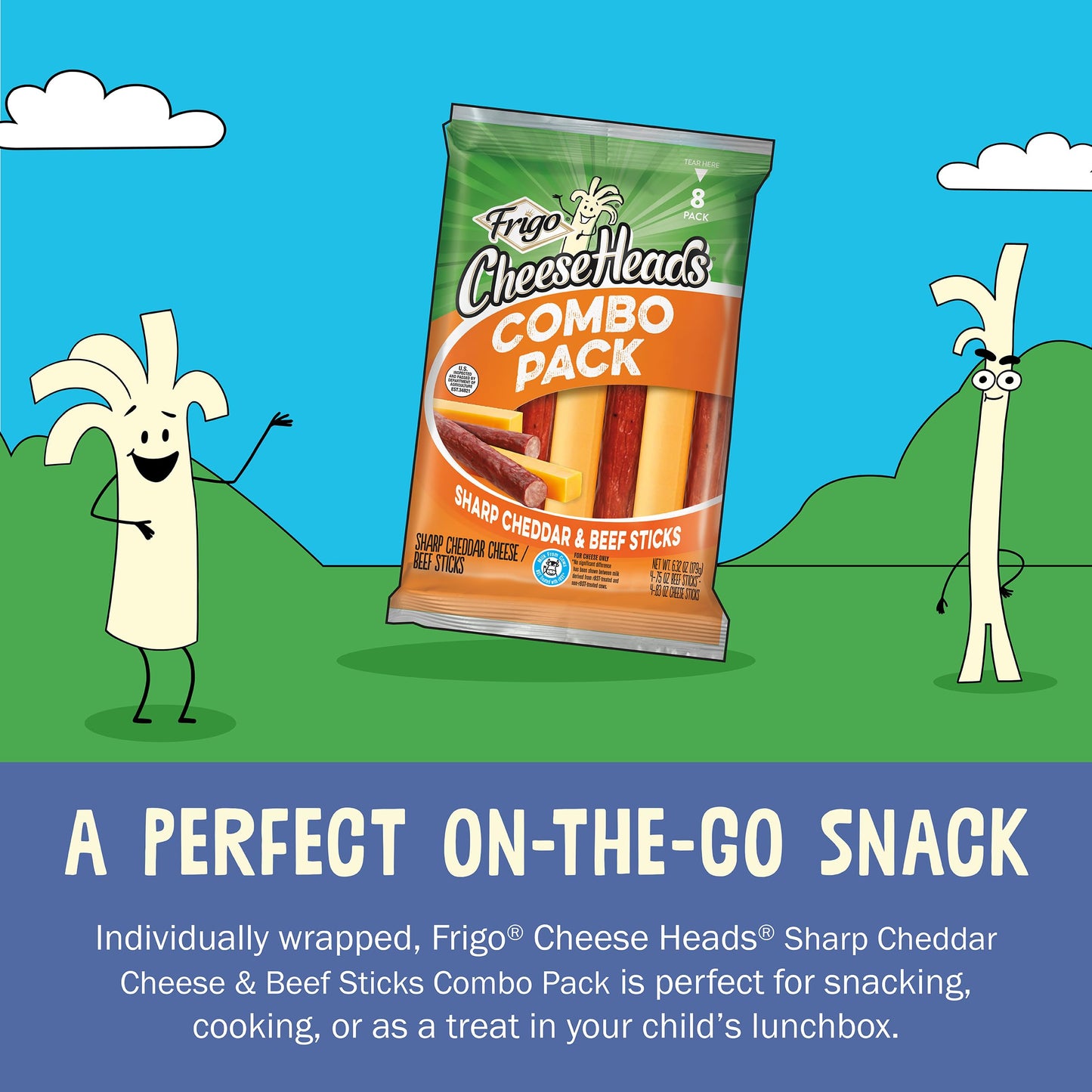 FrigoCheese Heads, Sharp Cheddar Cheese Sticks and Beef Sticks, 8 ct