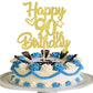 YCTHUNFISH 90th Birthday Cake Topper Glitter Heart Star Gold Bamboo Decorations