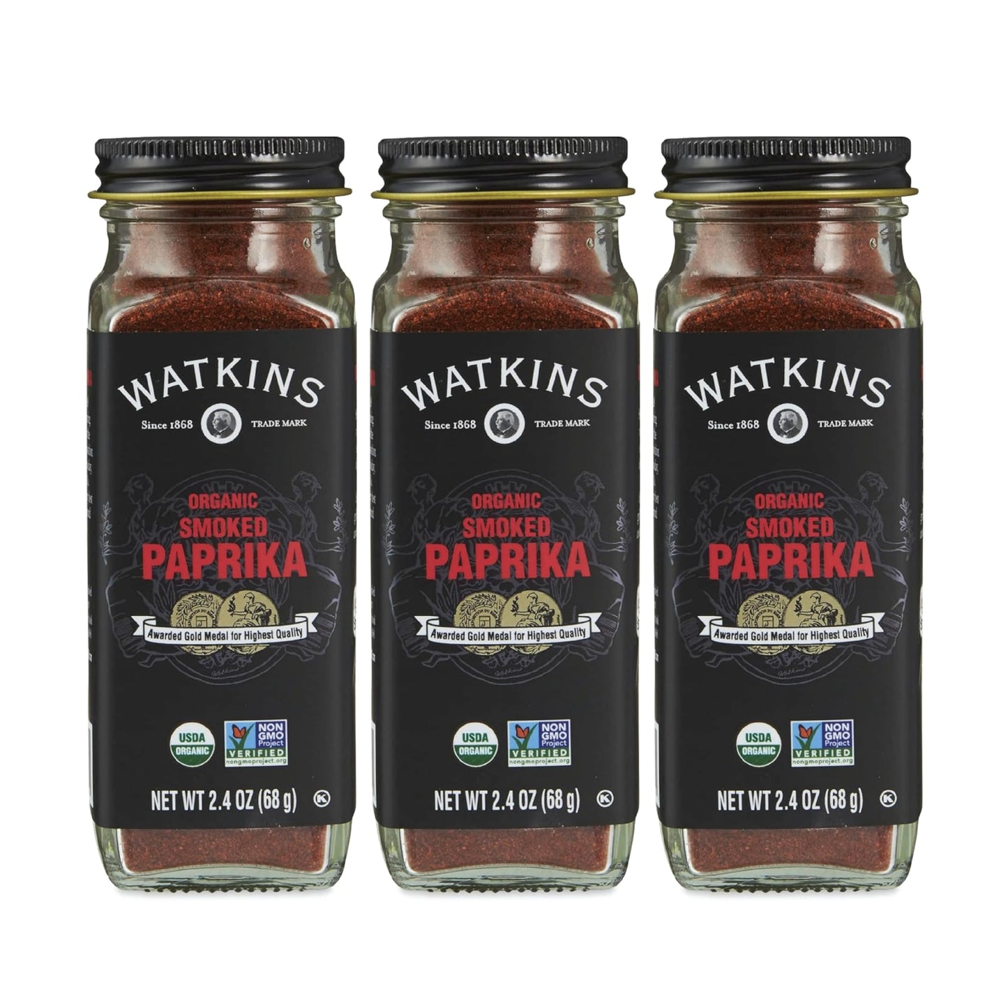 Watkins Gourmet Organic Smoked Paprika Spice Jar, 2.4 oz, Pack of 3