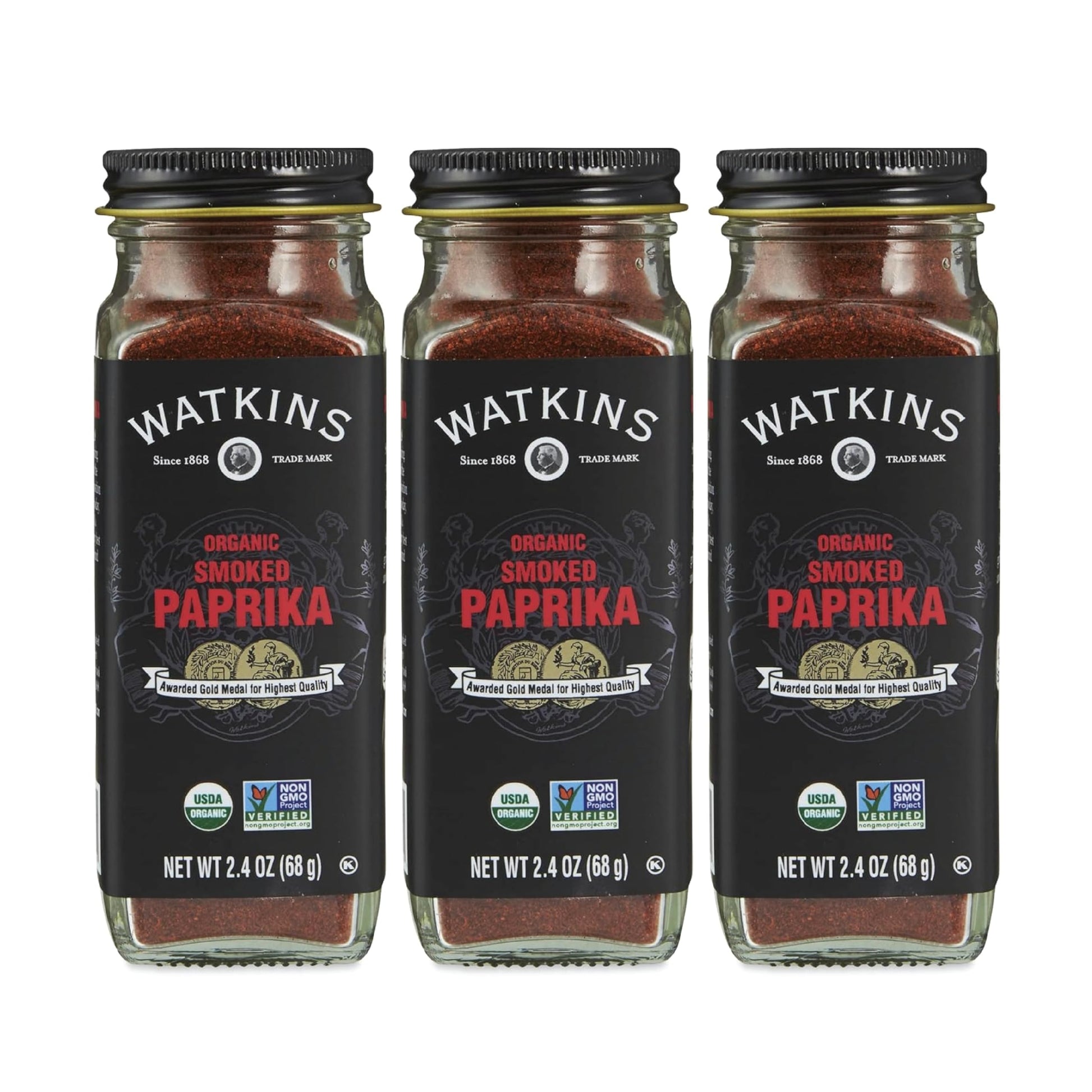Watkins Gourmet Organic Smoked Paprika Spice Jar, 2.4 oz, Pack of 3