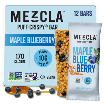 Mezcla Vegan Protein Bars, Gluten Free Snack Made With Pea Protein, Organic Vanilla, Blueberries And Other Premium Ingredients, 