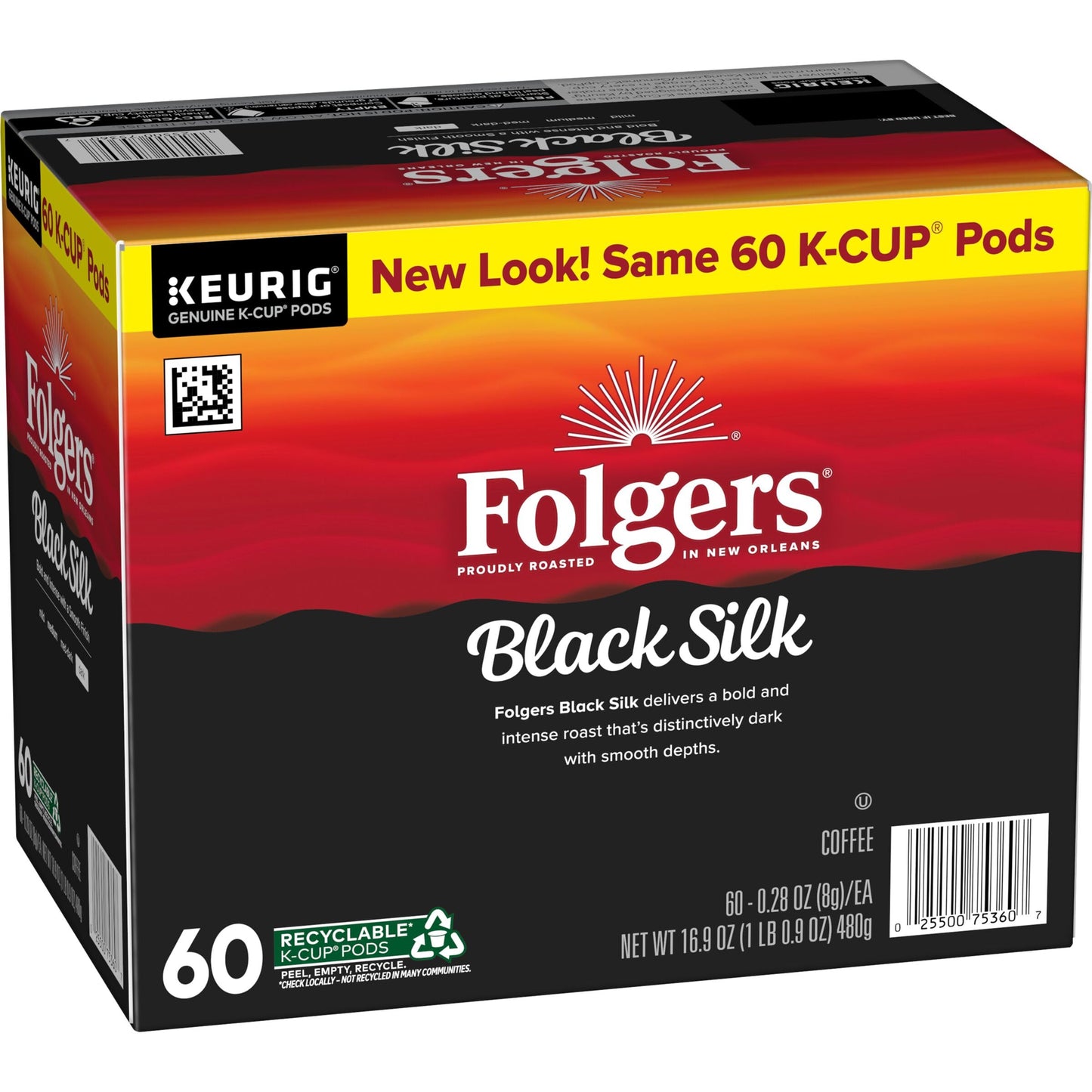 Folgers Black Silk Coffee  Dark Roast  Keurig K-Cup Pods  10 Count Box (Pack of 6)