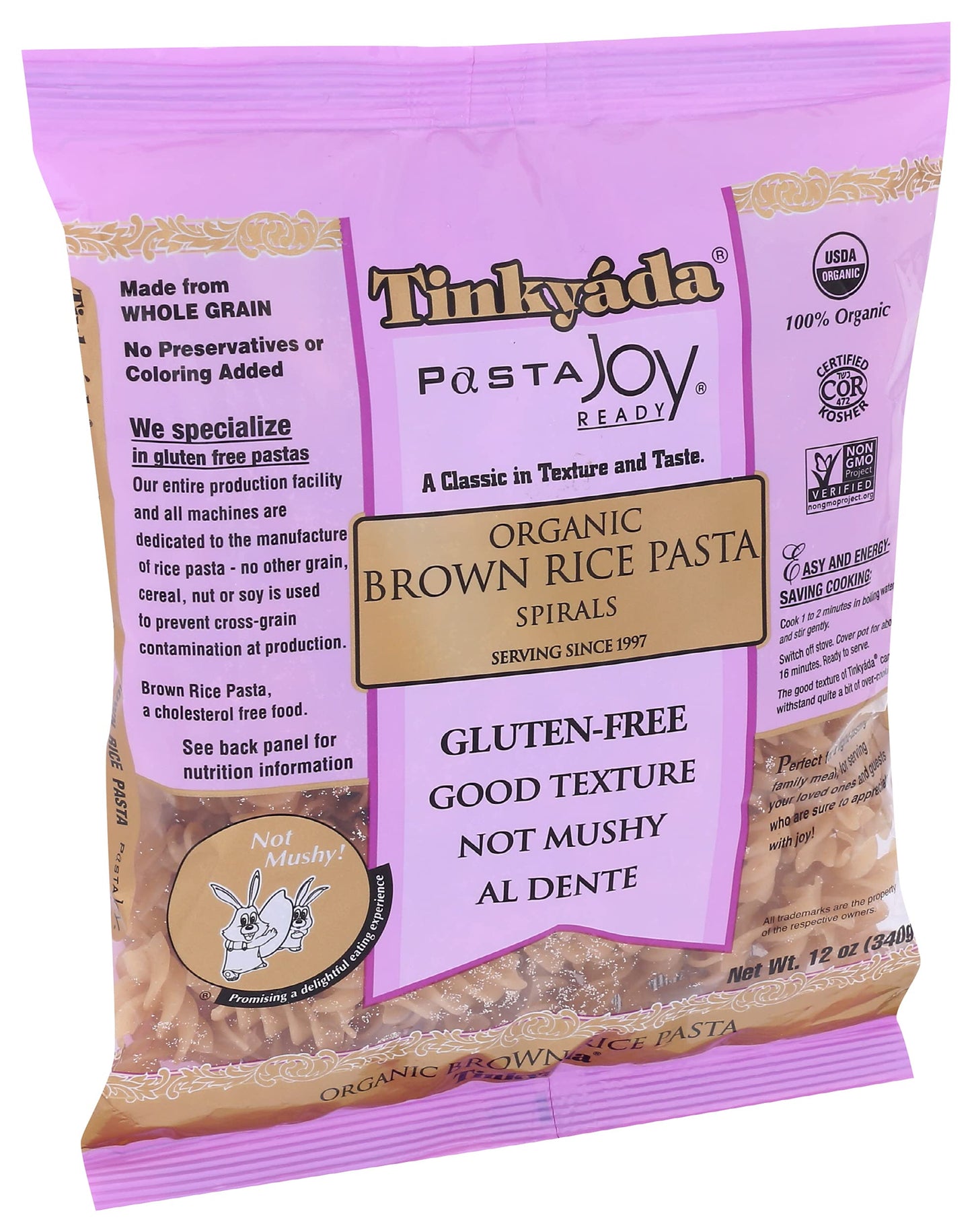 Tinkyada Gluten Free Organic Brown Rice Pasta Spirals, 12-Ounce (Pack Of 6)