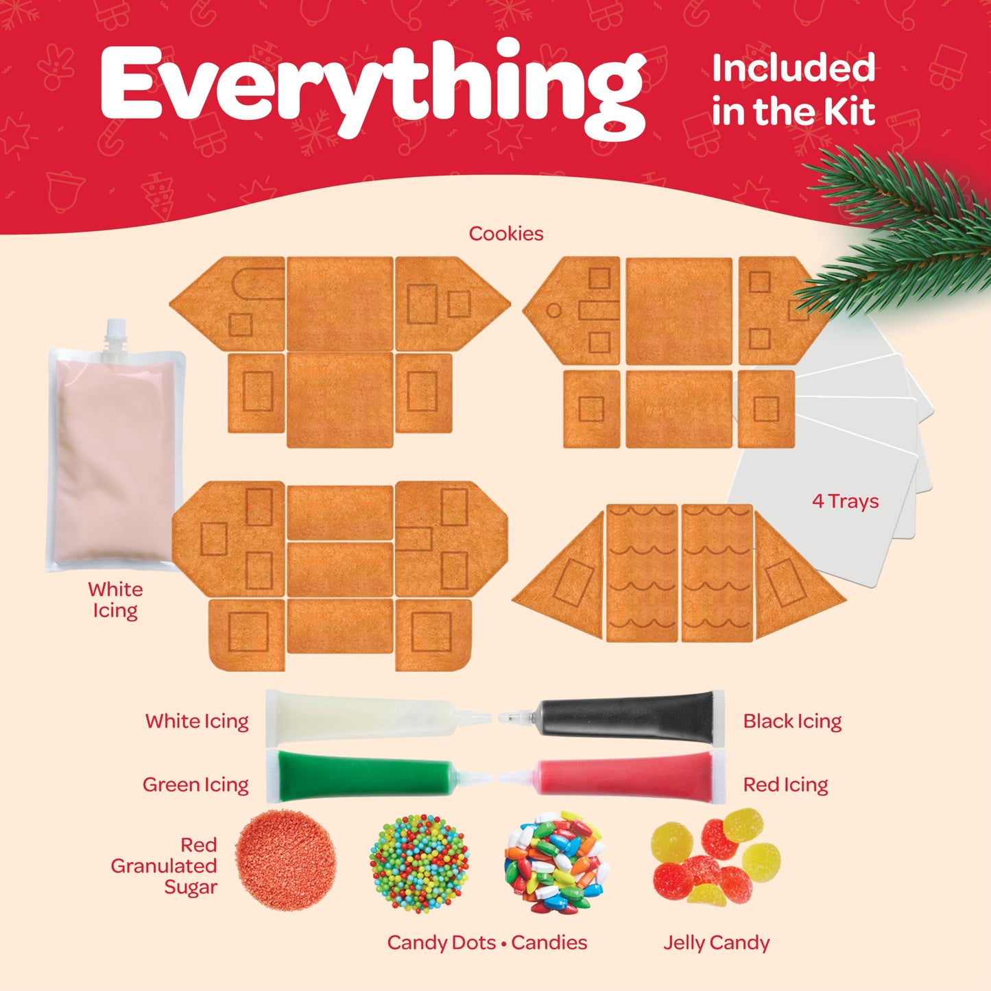 Gingerbread House kit [Set of 4] Mini Village Gingerbread Decorating House Kit Fun Holiday Activity for Kids, Ease Crafted Groov