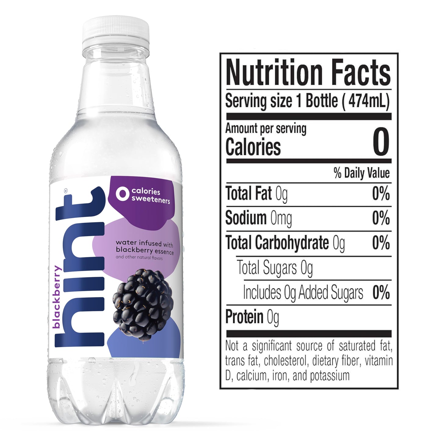 Hint Water Blackberry, Pure Water Infused with Blackberry, Zero Sugar, Zero Calories, Zero Sweeteners, Zero Preservatives, Zero