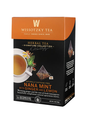 Wissotzky Tea Signature Collection Nana Mint With Ginger And Lemon Tea, 1.4 Ounce (16 Count)
