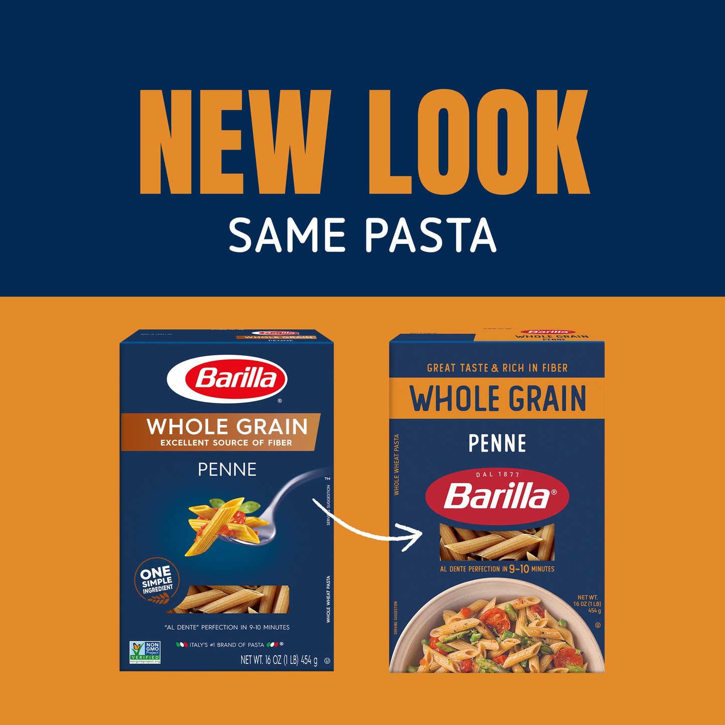 Barilla Whole Grain Penne Pasta - Non-GMO, 100% Whole Grain, 16 oz. Box (Pack of 12) - Great Source of Fiber