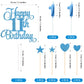 Lecferrarc 11th Birthday Cake Decorations Set, Blue Numeral Candles and Glitter Toppers for Birthday Party Supplies